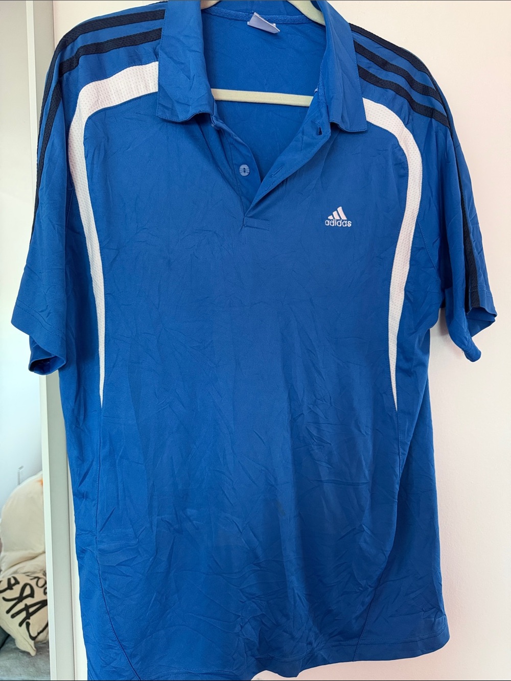 adidas Royal Blue and White Men's Polo Shirt